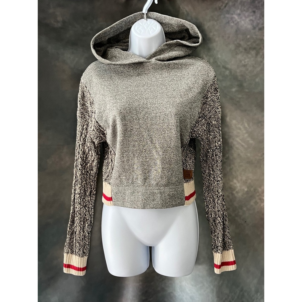 Roots Cabin Womens XS Crop‎ Hoodie Long Sleeve Knit Sweater Athletic